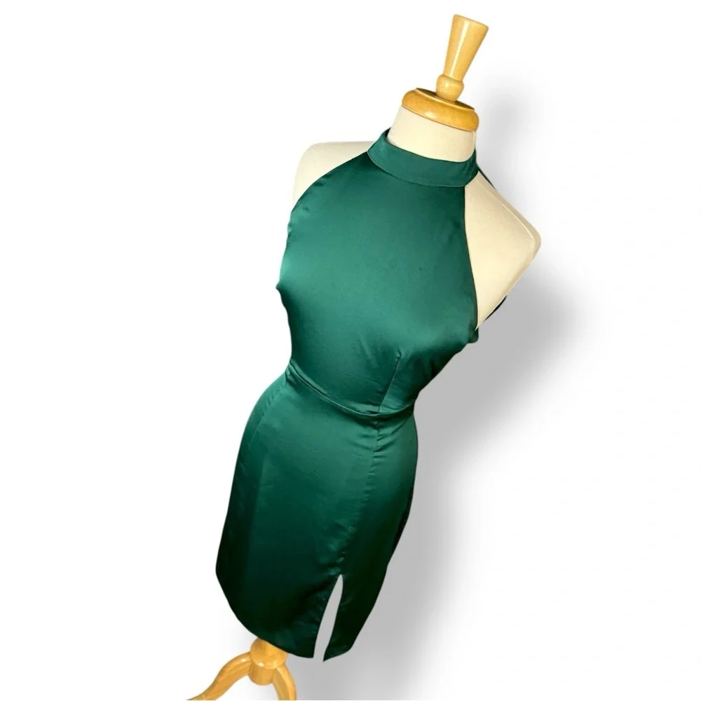 Lulu's Teal Backless Halter Dress - Picture 3 of 5